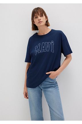 تیشرت سرمه ای زنانه یقه دوچرخه Mavi - کد 641619981