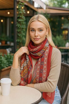 شال زرشکی زنانه پلی استر Axesoire - کد 865582121