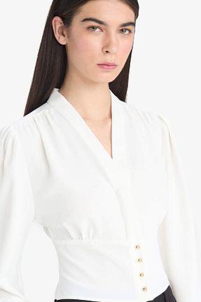 بلوز نباتی زنانه ساده Defacto - کد 926636576