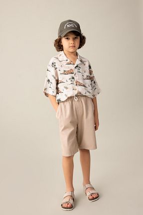 شلوارک و برمودا بژ بچه گانه پارچه Defacto - کد 831797990