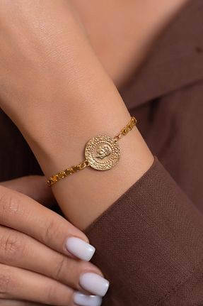 دستبند طلا زرد زنانه 14 عیار Bayar Gold - کد 962655408