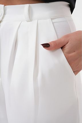 شلوار سفید زنانه پارچه LAND MODA - کد 948534946