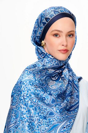 شال آبی زنانه پنبه ای MOISCARF - کد 957591192