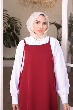 لباس حجاب زرشکی زنانه رگولار İmajButik - کد 930107375
