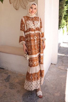 لباس حجاب قهوه ای زنانه رگولار İmajButik - کد 904068477