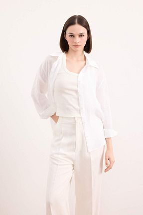 پیراهن سفید زنانه اورسایز Defacto - کد 917378132