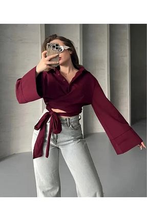 پیراهن زرشکی زنانه اورسایز lesclees - کد 906407634