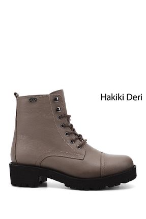 بوت / نیم بوت قهوه ای زنانه چرم خالص GÖNDERİ(R) - کد 233986395