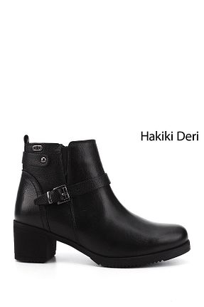بوت / نیم بوت مشکی زنانه چرم خالص GÖNDERİ(R) - کد 776897435