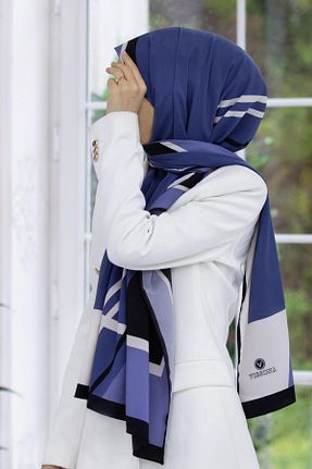 شال سرمه ای زنانه Medine İpeği Vissona - کد 890098598