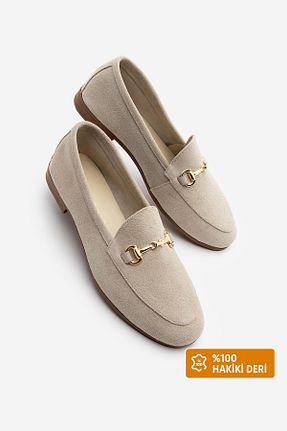 کفش لوفر بژ زنانه چرم خالص Marjin - کد 892458420