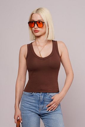 رکابی قهوه ای زنانه پنبه ای Madmext - کد 923658326