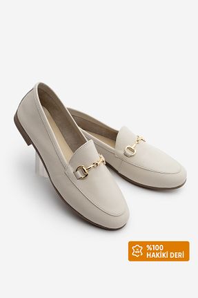کفش لوفر بژ زنانه چرم خالص Marjin - کد 283307508