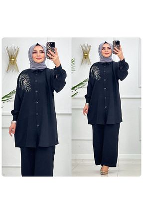 ست بالاتنه و پائین تنه حجاب مشکی زنانه رگولار NİSUM MODA - کد 892342865
