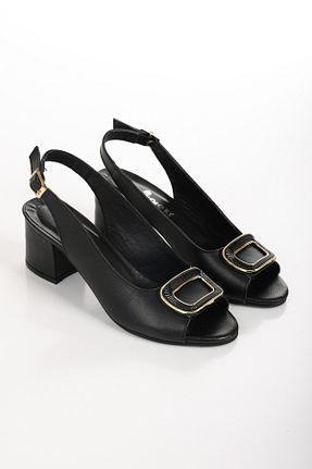 کفش پاشنه بلند کلاسیک مشکی زنانه چرم خالص elvinshoes - کد 828491868