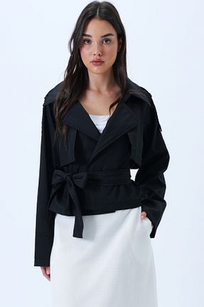 ترنچکت مشکی زنانه پلی اورتان Trend Alaçatı Stili - کد 963081439