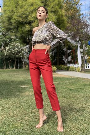 شلوار قرمز زنانه کتان CurcunaShop - کد 140049004