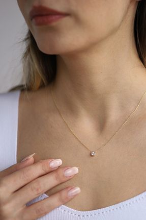 گردنبند طلا زنانه 14 عیار Zümrüt Mücevherat - کد 964464454