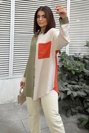 پیراهن خاکی زنانه رگولار New Laviva - کد 763642641