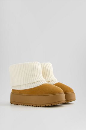 بوت / نیم بوت قهوه ای زنانه پلی استر Bershka - کد 834213797
