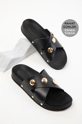 دمپائی مشکی زنانه چرم مصنوعی SOHO - کد 928500222