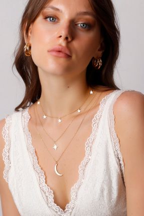 گردنبند جواهر طلائی زنانه برنز کد 107073876