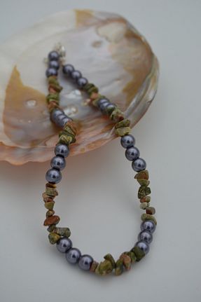 گردنبند جواهر طوسی زنانه سنگ طبیعی Stoneage - کد 142436869