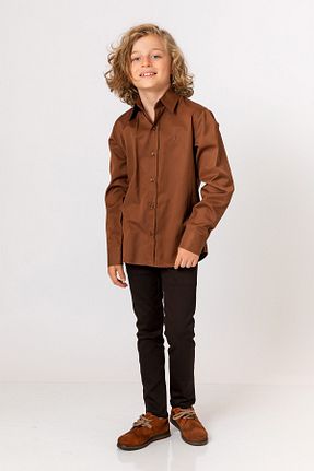 پیراهن قهوه ای بچه گانه رگولار incity - کد 138739175