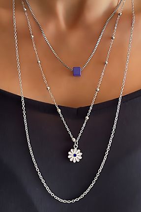 گردنبند جواهر زنانه منجق Wish Silver Aksesuar - کد 63046025