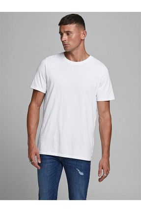 تیشرت سفید مردانه یقه دوچرخه Jack & Jones - کد 144552753