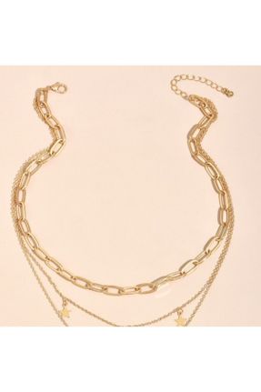 گردنبند جواهر طلائی زنانه استیل ضد زنگ کد 144717104
