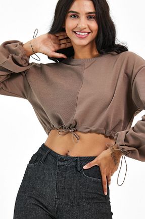 سوئیشرت قهوه ای زنانه ساده cracpot - کد 142661308