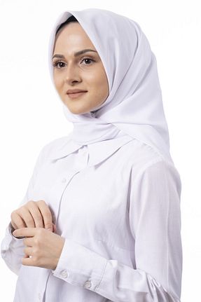 روسری سفید پلی استر trendbona - کد 145028107