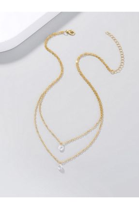گردنبند جواهر طلائی زنانه فلزی کد 145223874