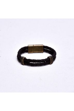 دستبند جواهر مشکی مردانه چرم کد 31711306