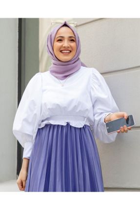 پیراهن اسلامی سفید زنانه آستین-بلند کد 54890572