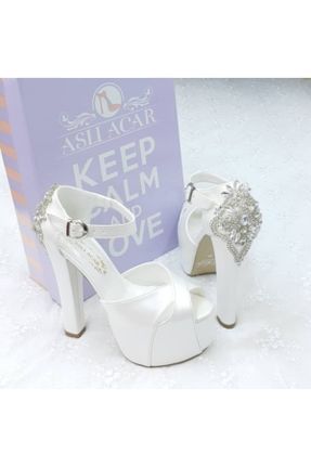 کفش مجلسی سفید زنانه چرم مصنوعی پاشنه بلند ( +10 cm) پاشنه پلت فرم کد 55052038