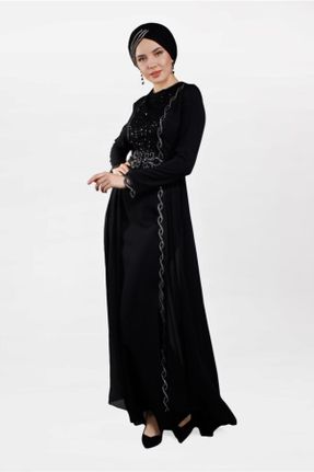 لباس مجلسی مشکی زنانه یقه گرد پلی استر رگولار کد 86182759