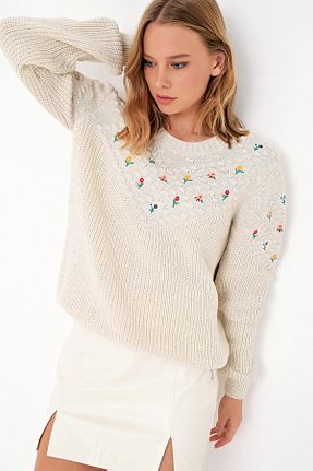 پلیور نباتی زنانه اورسایز Trend Alaçatı Stili - کد 55799970