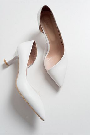 کفش پاشنه بلند کلاسیک سفید زنانه چرم مصنوعی luvishoes - کد 147949505