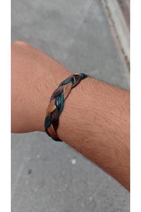 دستبند جواهر نارنجی زنانه چرم خالص hbs - کد 148369285
