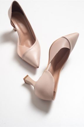 کفش پاشنه بلند کلاسیک بژ زنانه پلی اورتان پاشنه نازک پاشنه متوسط ( 5 - 9 cm ) کد 147987997