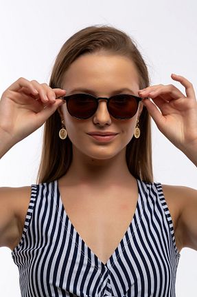 عینک آفتابی قهوه ای زنانه UV400 GHIA - کد 103613847