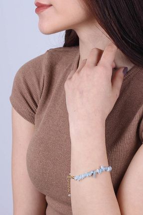 دستبند جواهر آبی زنانه سنگ طبیعی Dünya Doğal Taş - کد 113365492