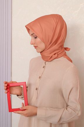 روسری نارنجی پلی استر Silk Home - کد 150734494