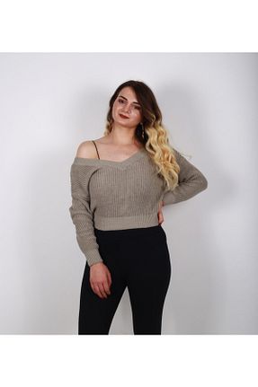 پلیور خاکی زنانه ساده retro butik - کد 151233479
