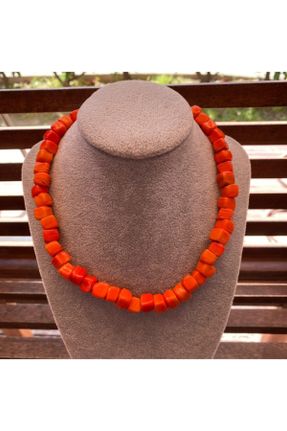 گردنبند جواهر نارنجی زنانه شیشه کد 124859053