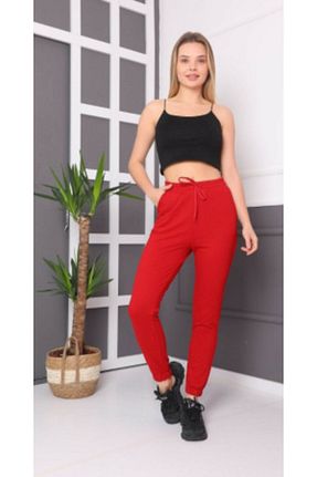 شلوار کرمگن قرمز زنانه اورسایز CAYA - کد 152806569