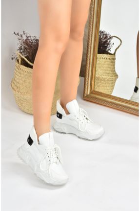 کفش اسنیکر سفید زنانه بدون بند چرم مصنوعی کد 144946032