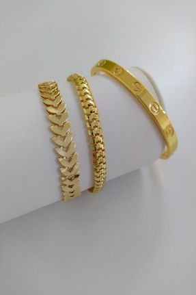 دستبند جواهر طلائی زنانه فولاد ( استیل ) کد 152844658
